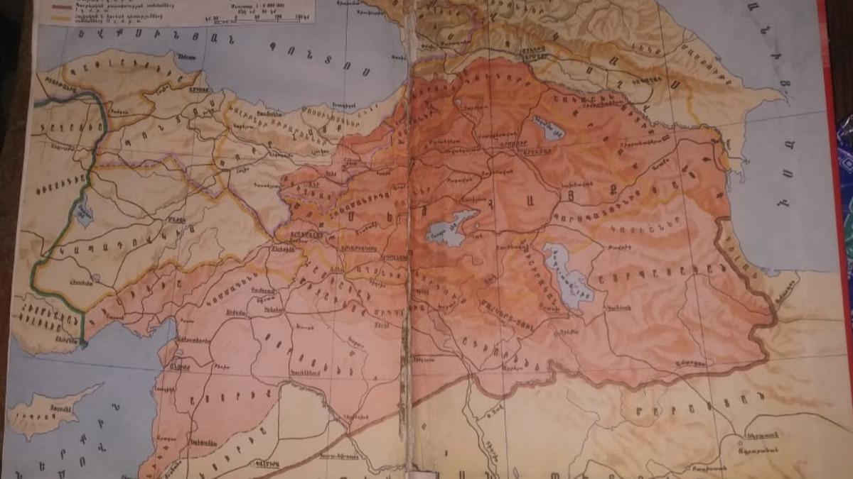 Terter'de skandal harita! Trkiye'nin dousu ''Byk Ermenistan'' topraklar gibi gsterildi