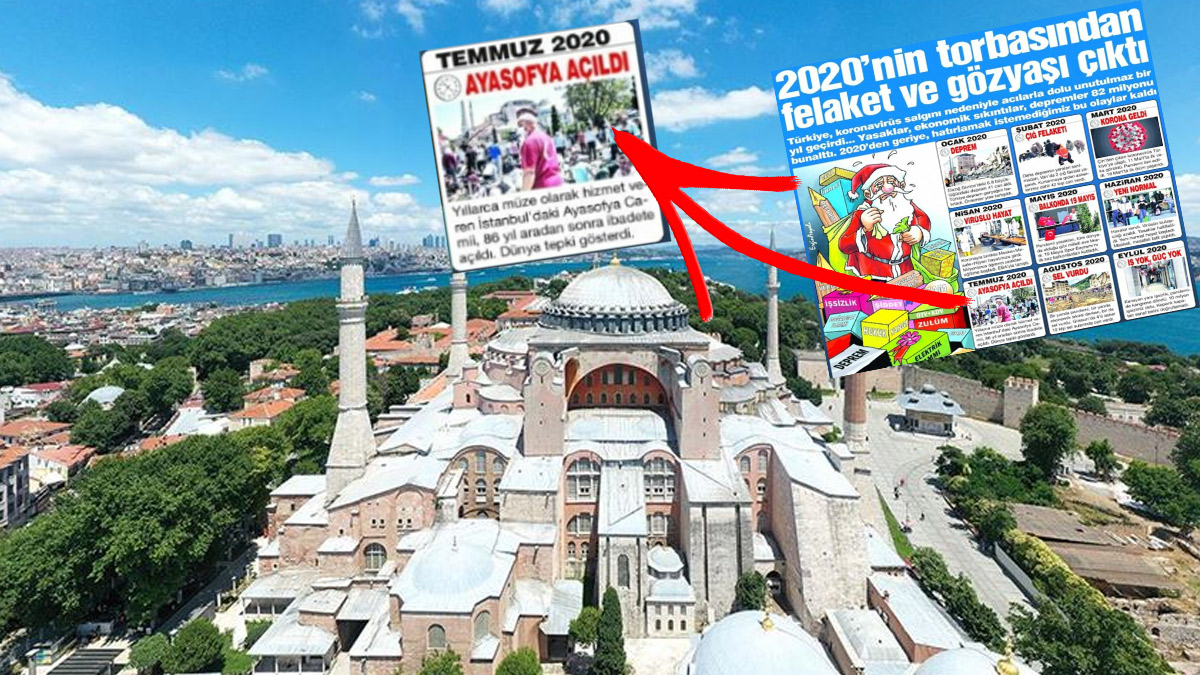 S�zc�'n�n hadsiz 'Ayasofya' man�etine tepki ya��yor: Bu millete ait her �eyle kavgalar� var