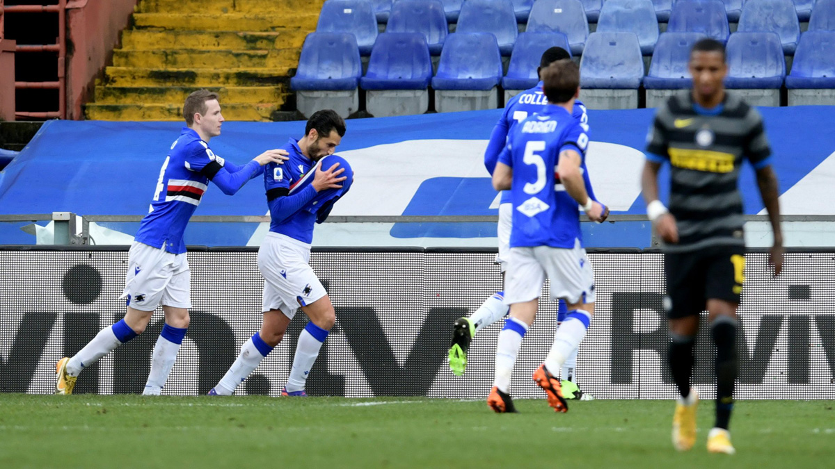 Inter'in 8 ma�l�k serisini Sampdoria bitirdi