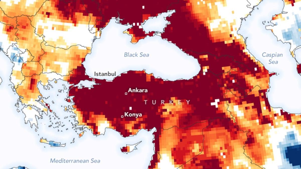 NASA'dan endielendiren Trkiye'nin kuraklk haritas paylam