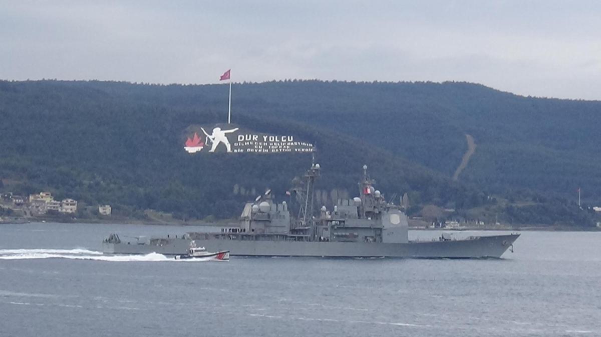 ABD sava gemisi 'USS Monterey' anakkale Boaz'ndan geti