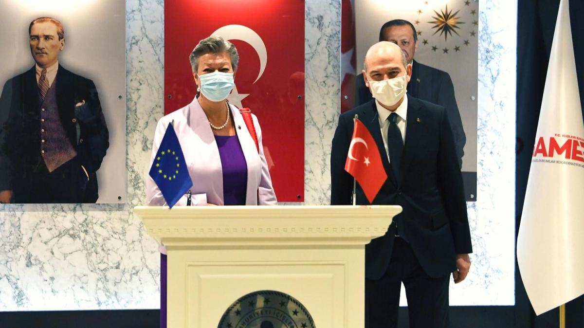 İçişleri Bakanı Soylu, AB Komisyonu İçişlerinden Sorumlu AB Komiseri Johansson'ı kabul etti