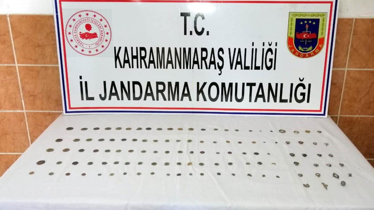 Kahramanmara'ta jandarma operasyonunda, Roma dnemine ait 115 tarihi eser yakaland