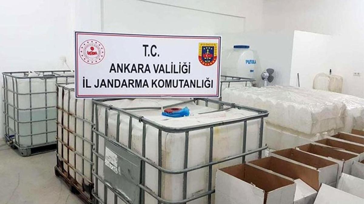 Ankara'da 'sahte dezenfektan' baskn