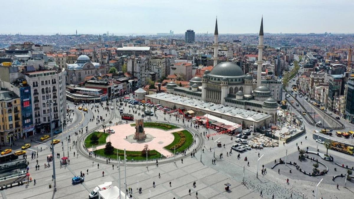 Taksim'de yaplan cami, Bakan Erdoan'n terifleriyle alyor 