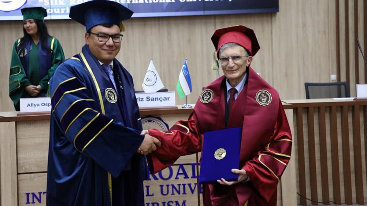 Nobel dll bilim insan Aziz Sancar'a zbekistan'da fahri doktora unvan verildi 