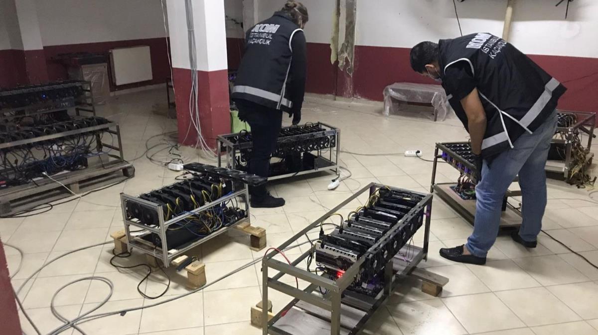 Kripto para madencilii operasyonunda ele geirilenler sergilendi