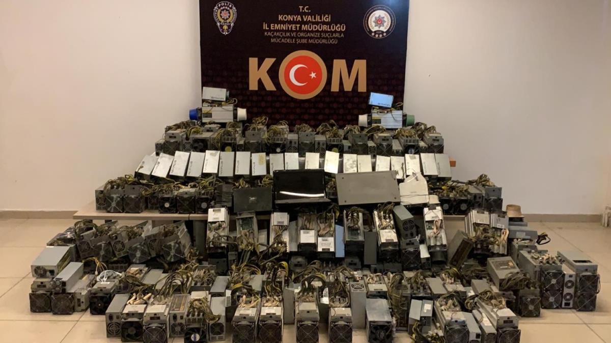 Konya'da kripto para madenciliinde kullanlan 103 cihaz ele geirildi