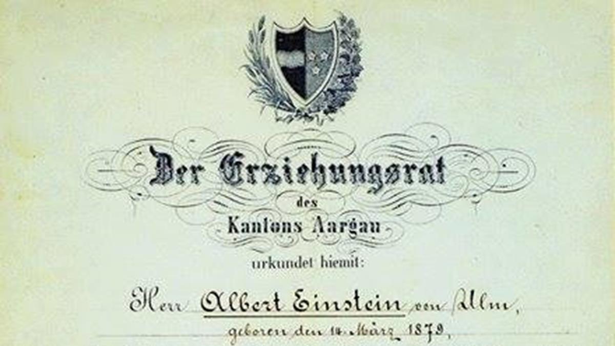 Nobel dl kurumu, Einstein'n 1896 tarihli lise karnesini paylat