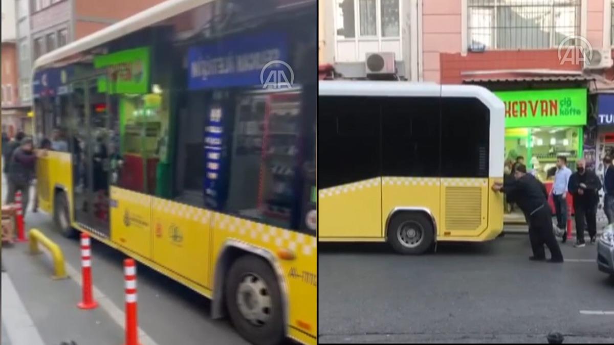 Yine ETT, yine arza! Vatandalar elleriyle ittiler