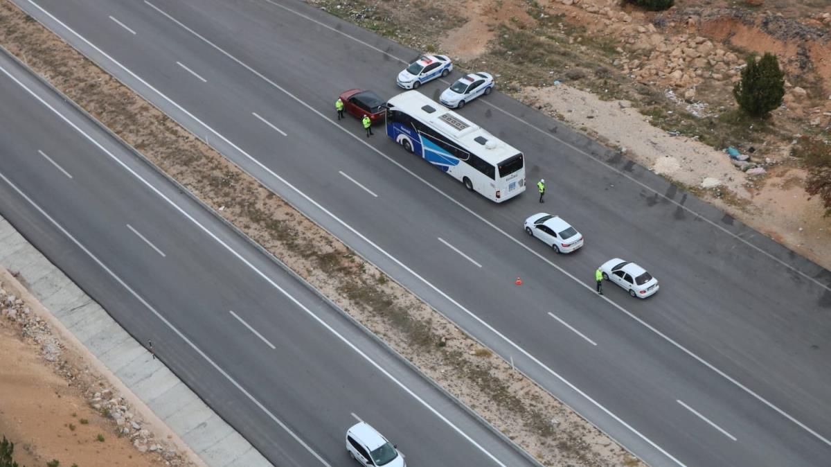 Konya'da helikopter destekli trafik denetimi