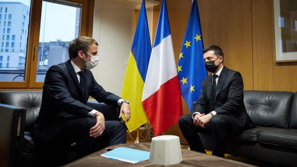 Zelenskiy ile Macron Ukrayna'y grt