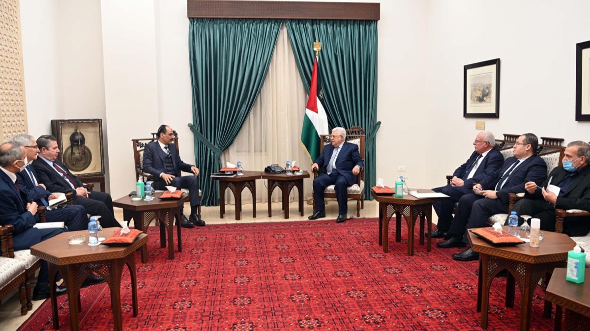 Trk heyeti, Filistin Devlet Bakan Abbas ile grt
