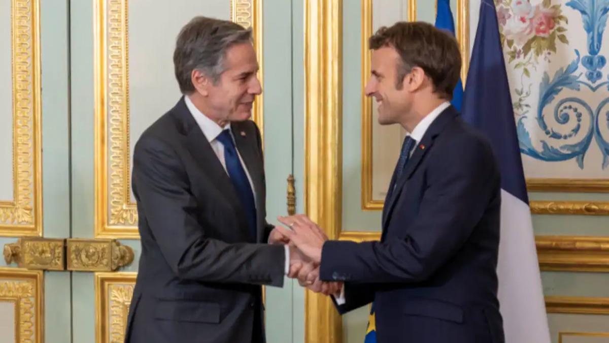 Macron, Paris'te ABD Dileri Bakan Blinken ile grt