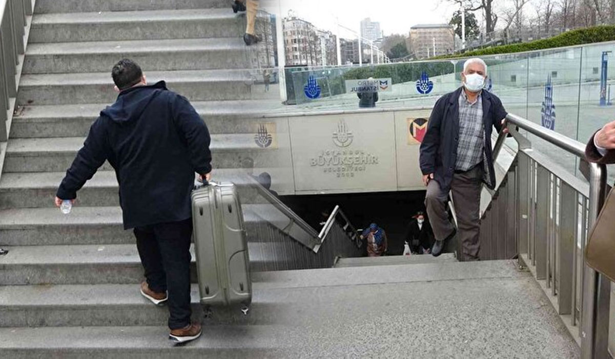Metroda y�r�yen merdiven �ilesi! Vatanda�lar zor anlar ya�ad�