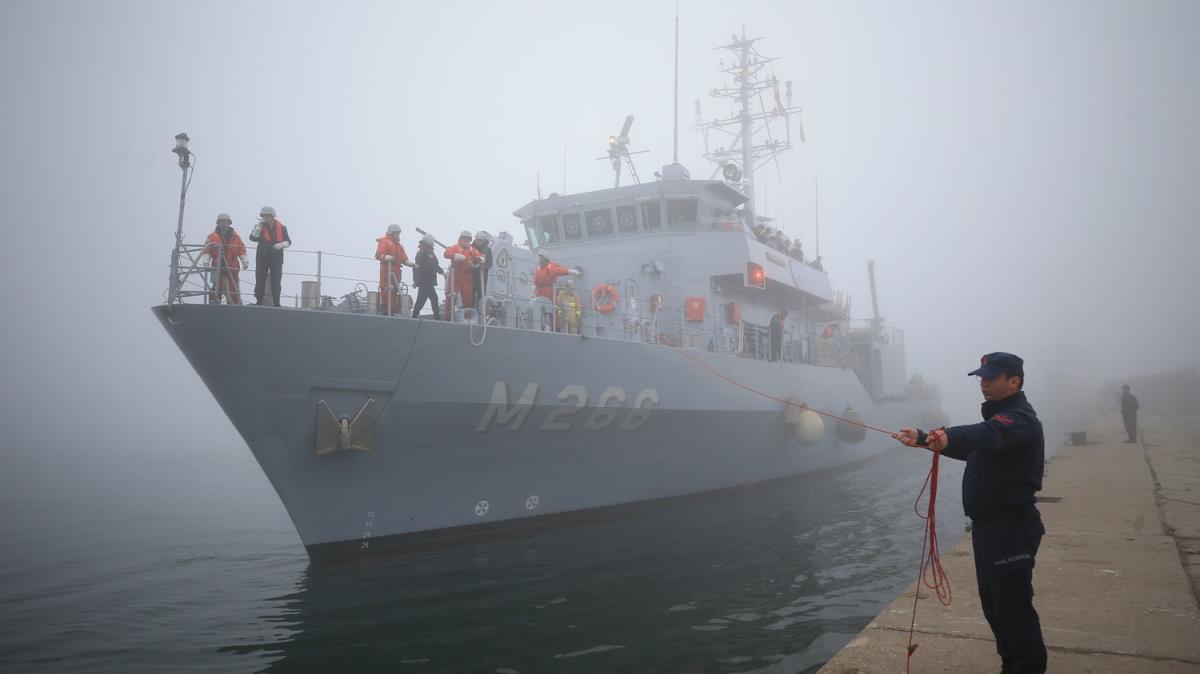 Mayn tarama gemisi ''TCG Amasra'' neada aklarnda mayn aramaya devam edecek 