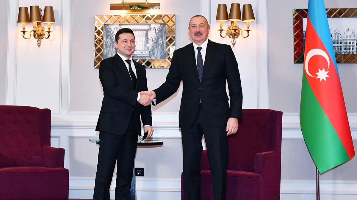 Ukrayna Devlet Bakan Zelenski, Azerbaycan Cumhurbakan Aliyev ile grt