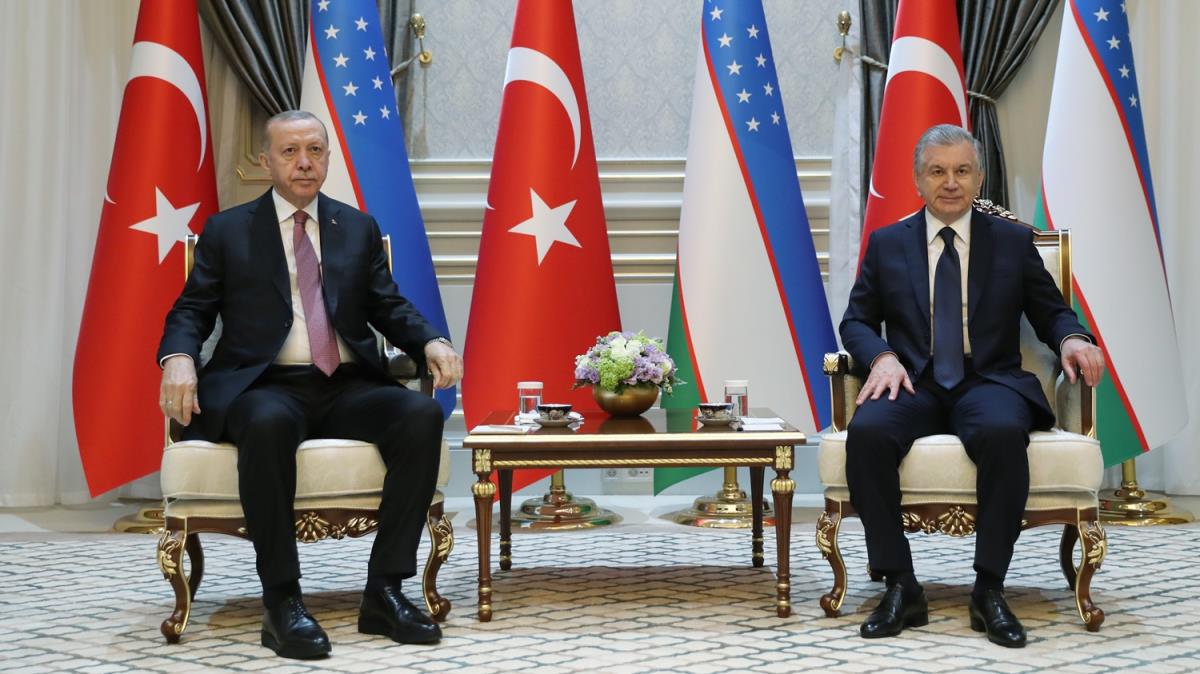 Bakan Erdoan, zbekistan Cumhurbakan Mirziyoyev ile grt