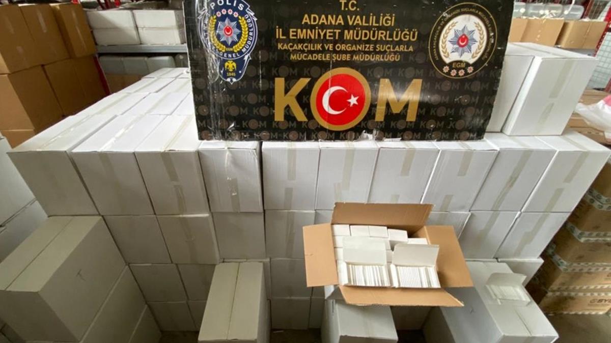 Adana'da 10 milyon makaron yakaland