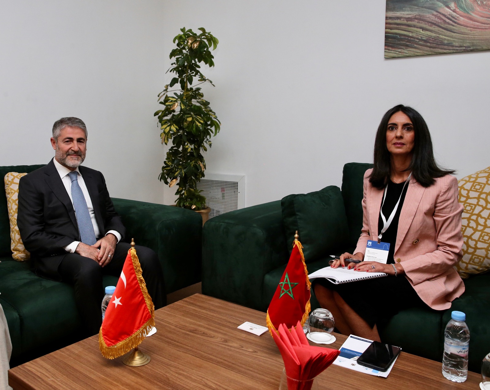 Bakan Nebati, Fas Ekonomi ve Maliye Bakan� Fettah ile bir araya geldi