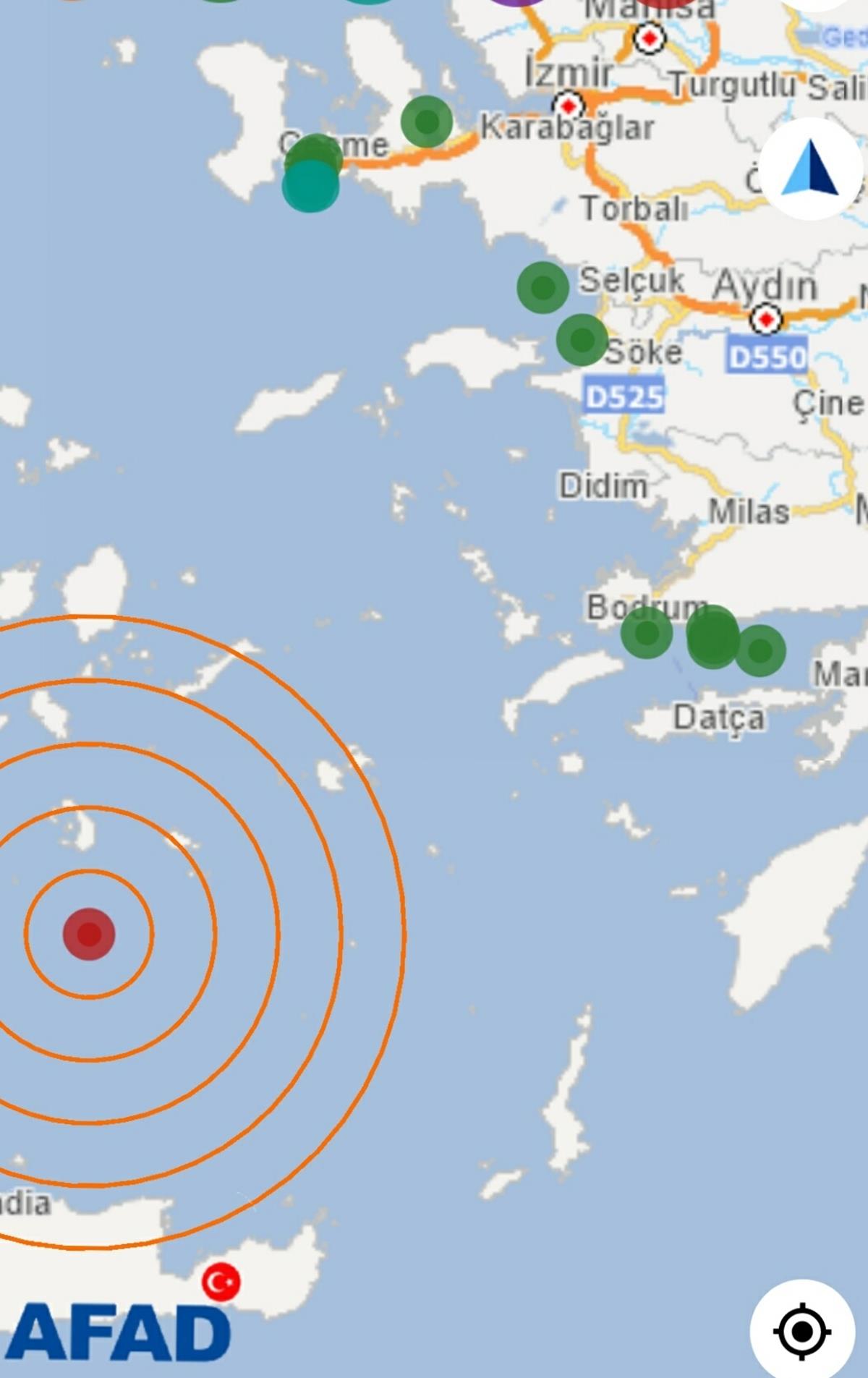 Ege Denizi'nde 4 b�y�kl���nde deprem