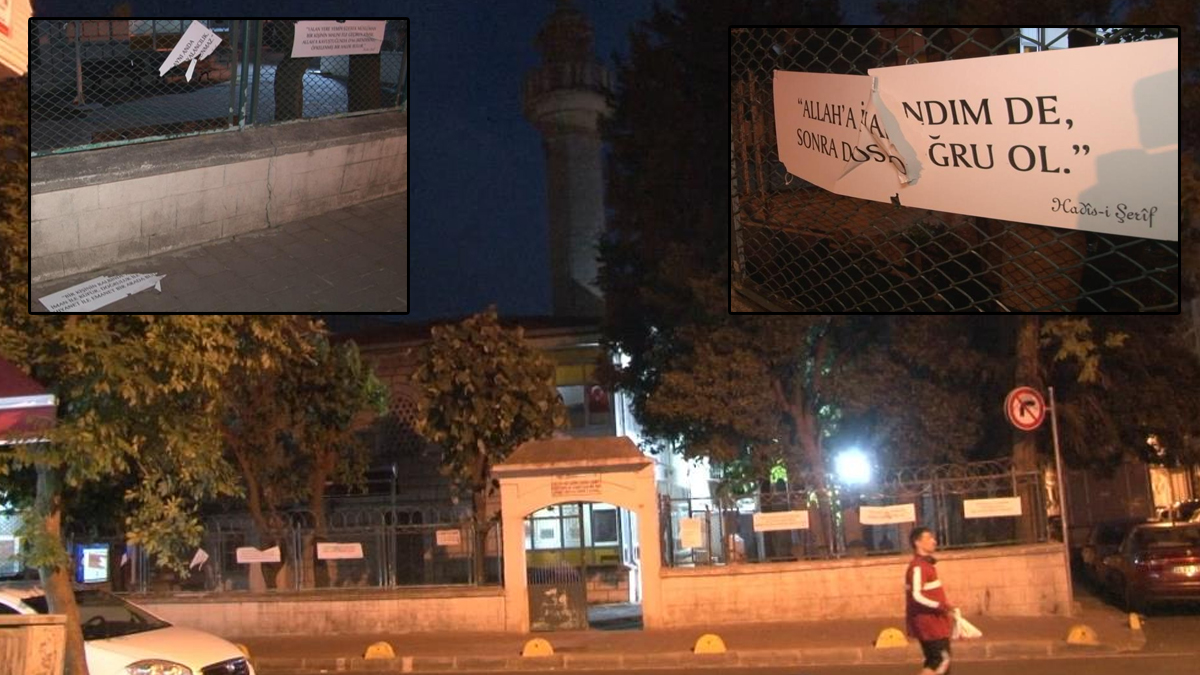 Tarihi camiye �irkin sald�r�! Tepkilere ald�r�� etmeden yoluna devam etti