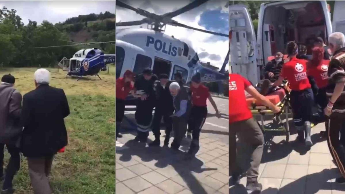 Taknlarn yaand Bartn'da hasta vatandalara helikopterlerle ulald