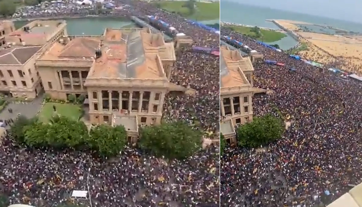 Halk ba�kanl�k saray�n� bast�! Devlet Ba�kan� Rajapaksa, ka�mak zorunda kald�