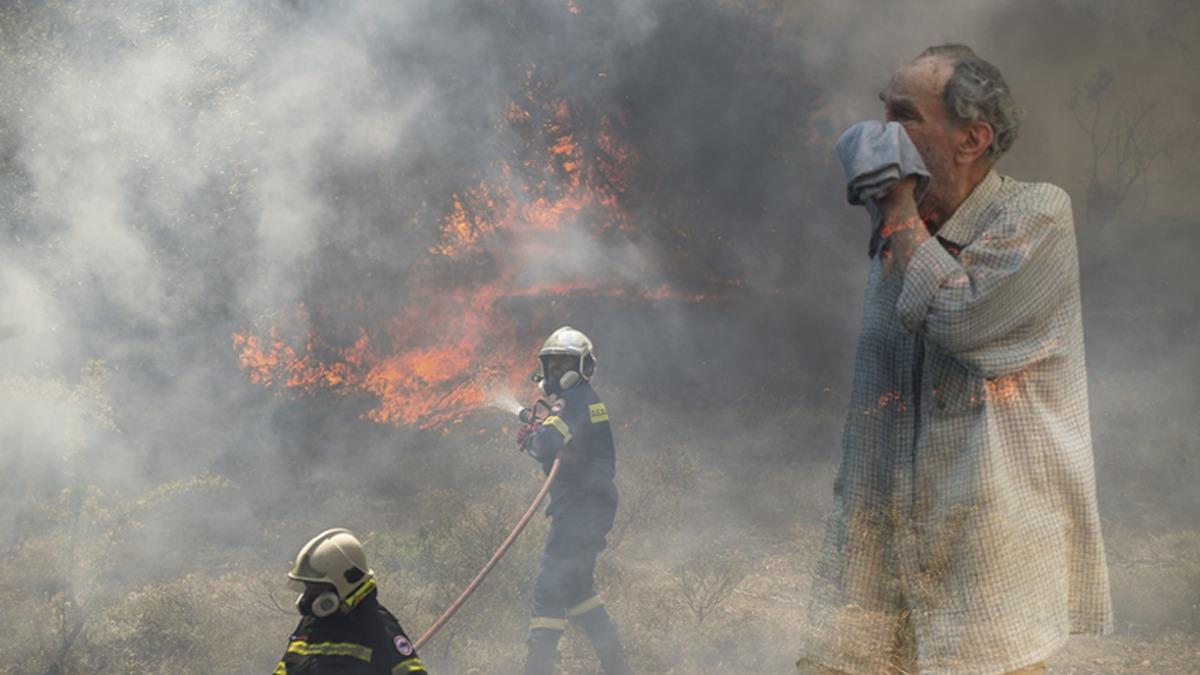Midilli Adas'ndaki orman yangn! Yunan halk: Blgeye ilk Trkler geldi