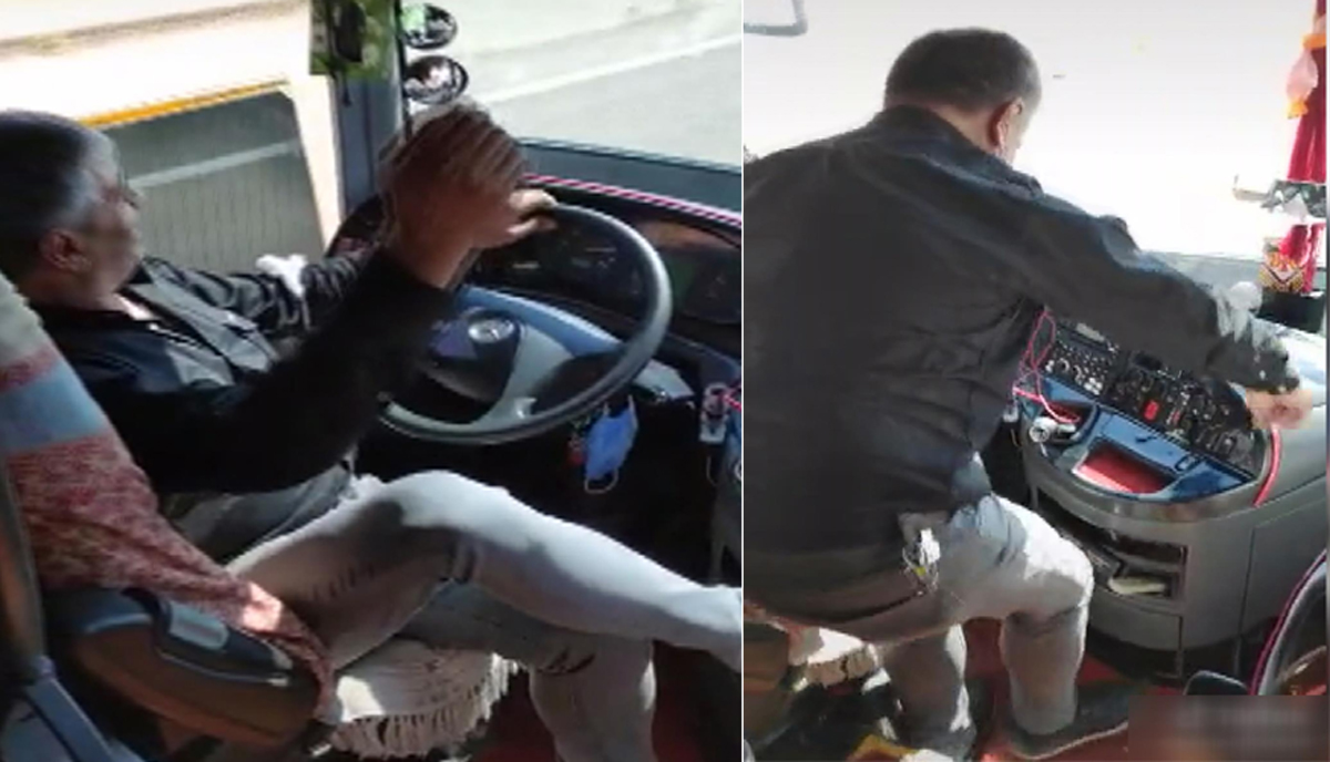 �ehirler aras� yolculukta inan�lmaz olay! �of�r direksiyonu b�rak�p dans etti