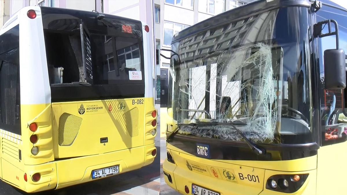 Gaziosmapa�a'da feci kaza: 2 otob�s aras�na s�k��an �ETT �of�r� �ld�