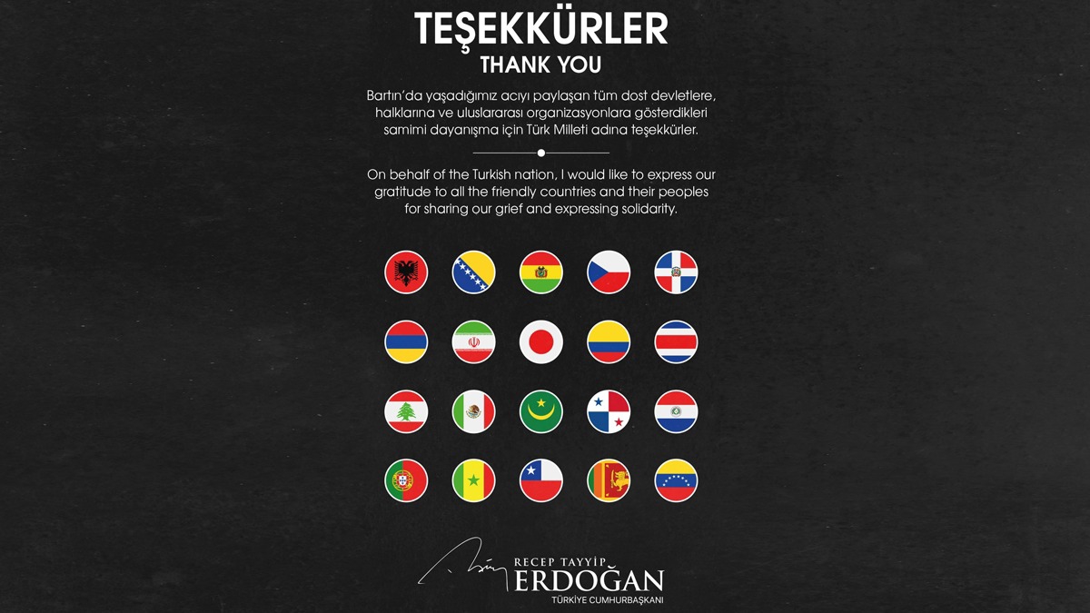 Cumhurbakan Erdoan'dan taziye mesaj gnderen dnya liderlerine teekkr