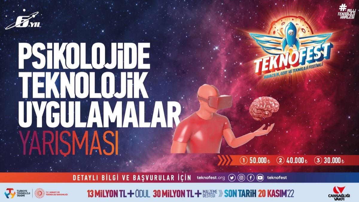 TEKNOFEST Psikolojide Teknolojik Uygulamalar Yarmas iin bavurular sryor