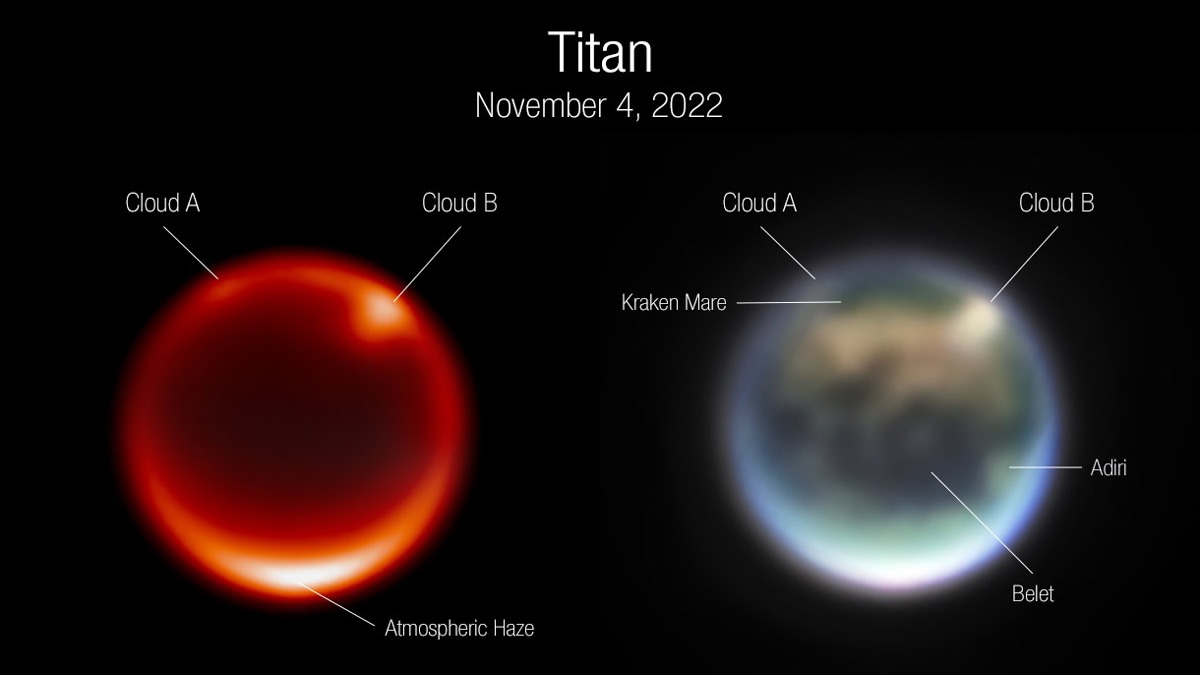 James Webb Uzay Teleskobu, Satrn'n en byk uydusu Titan'da bulutlar tespit etti