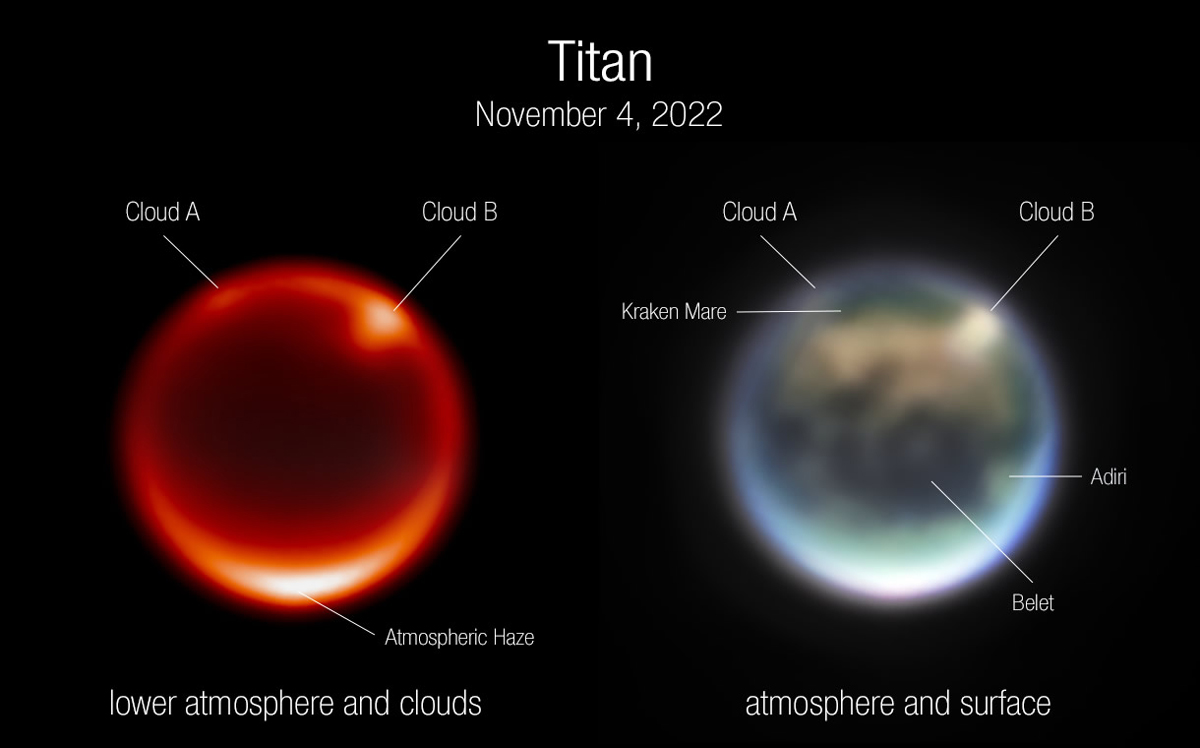 James Webb Uzay Teleskobu, Satrn'n en byk uydusu Titan'da bulutlar tespit etti