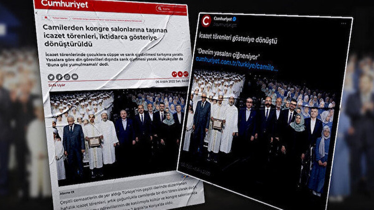 Cumhuriyet gazetesi hafzlk eitimini tamamlayan ocuklarn icazet treninden rahatsz oldu