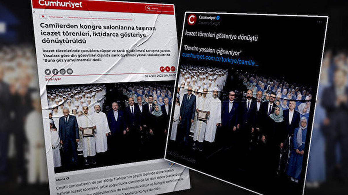 Cumhuriyet gazetesi hafzlk eitimini tamamlayan ocuklarn icazet treninden rahatsz oldu