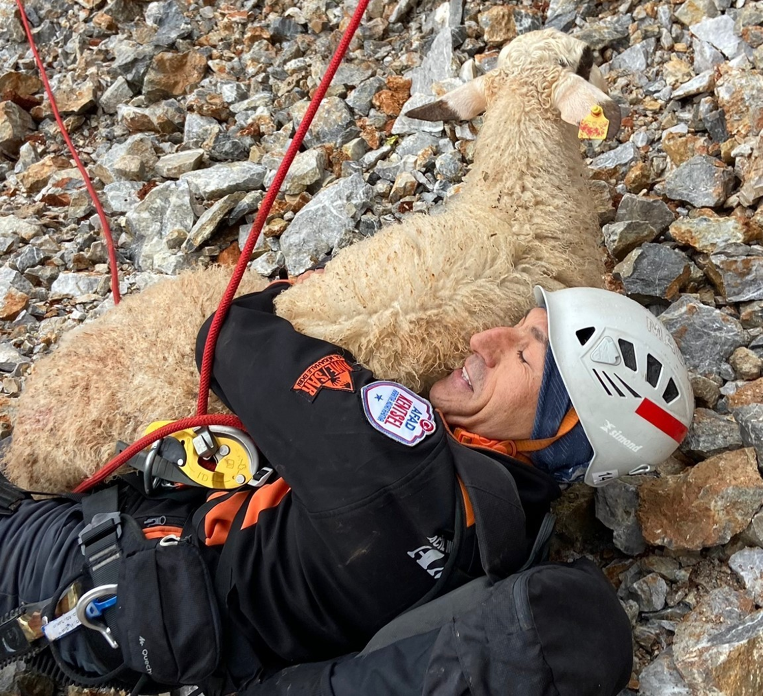 Uuruma derek mahsur kalan koyun kurtarld