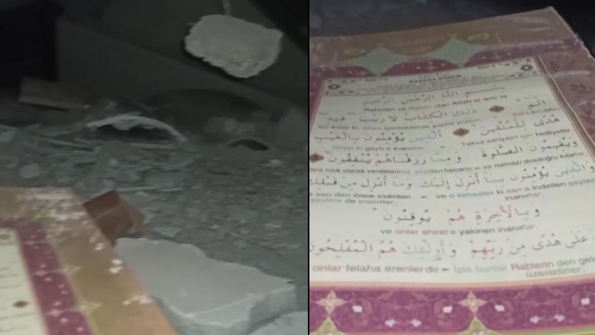 Enkaz alt�nda Kur'an-� Kerim okudu