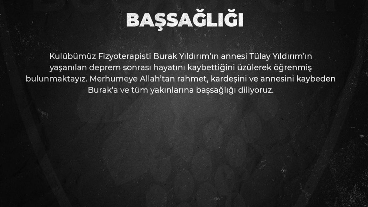 Bucaspor 1928'in fizyoterapisti Burak Yldrm'n anne acs