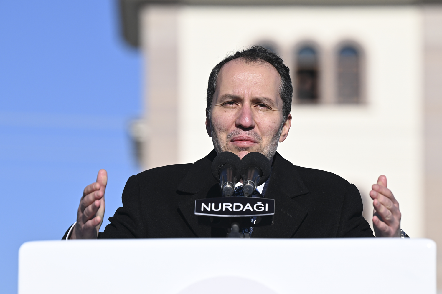 Yeniden Refah Partisi Genel Ba�kan� Erbakan, Gaziantep'teki temel atma t�reninde konu�tu