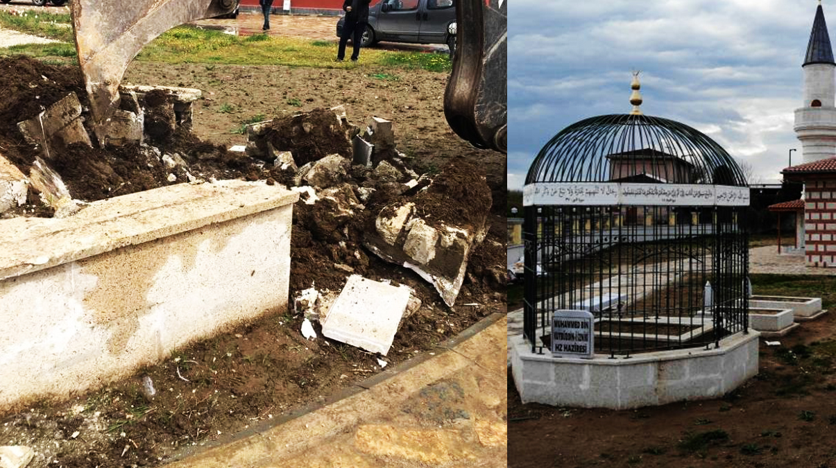 Edirne Belediyesi'nden Ramazan'da tepki �eken hareket! Fatih Sultan Mehmet'in hocas�n�n t�rbesini y�kt�lar