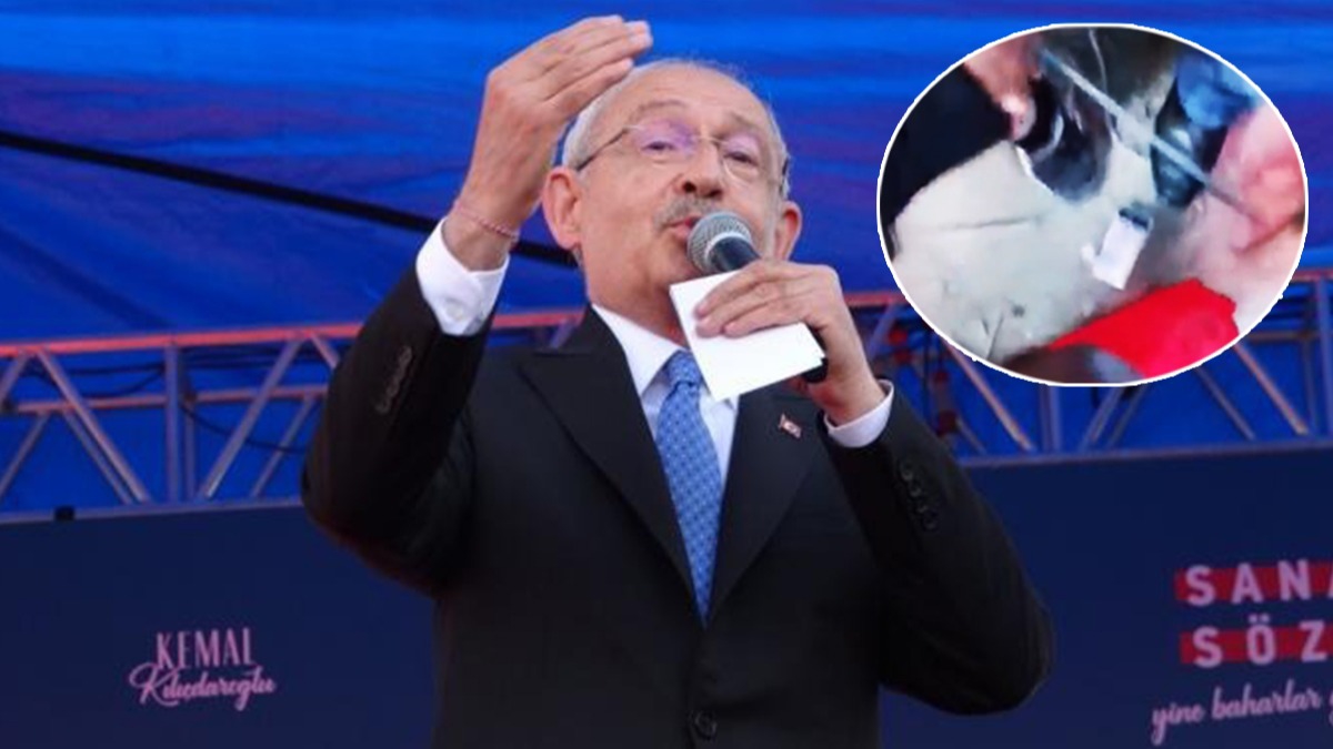 Kldarolu'nun mitinginde skandal! Trk bayrana basp terristbana zgrlk istediler