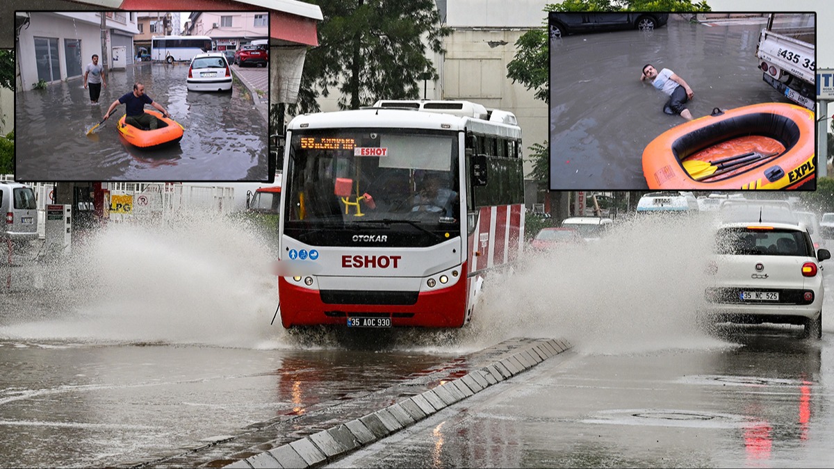 İzmir'de manzara aynı! Trafik aksadı, iş yerlerini su bastı