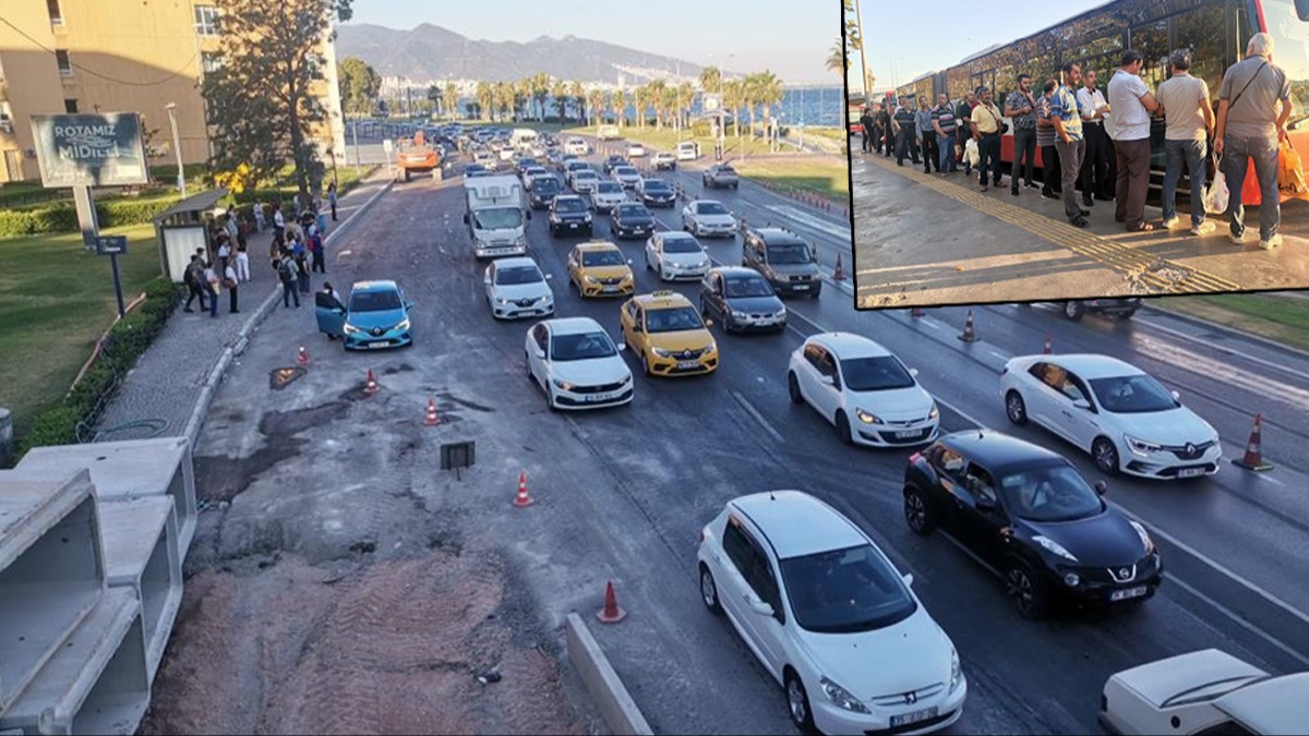 zmir'de kaos! Trafik durma noktasna geldi