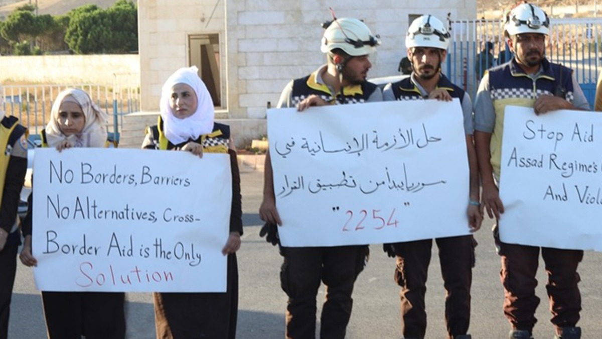 dlib'de BM yardmlarnn engellenmesi protesto edildi