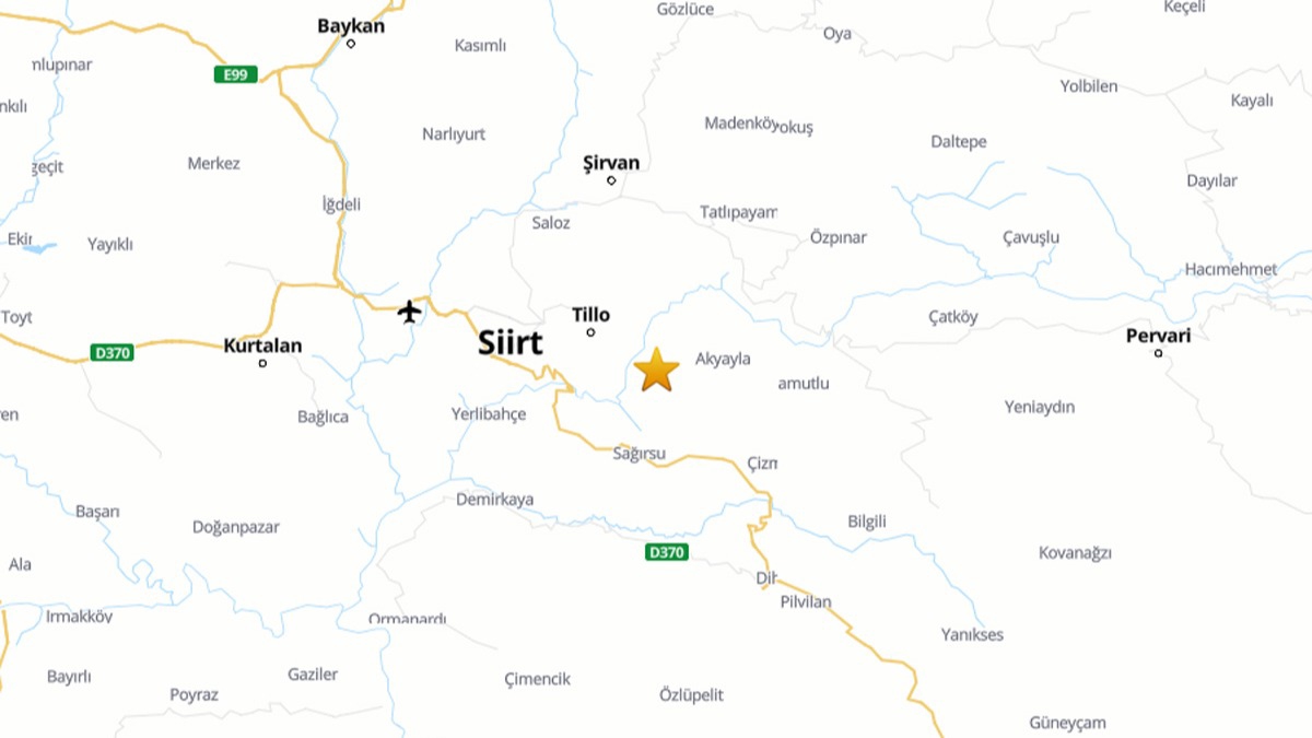Siirt'te 3.9 byklnde deprem