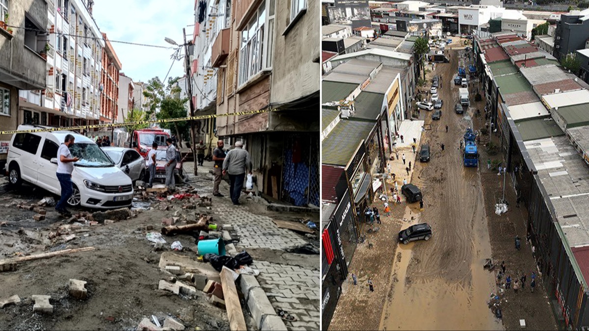 stanbul'da sel felaketi... ileri Bakan Yerlikaya: Hane bana 15 bin lira yardm yaplacak