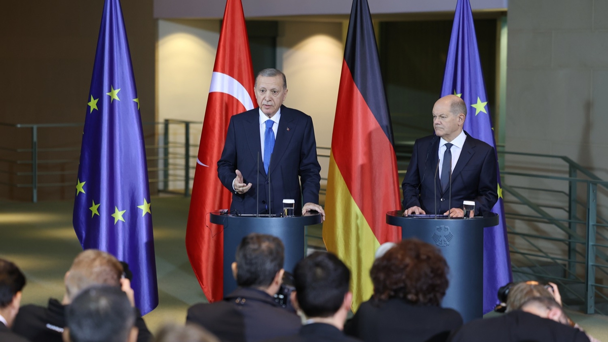 Almanya'da Gazze diplomasisi! Cumhurbakan Erdoan: srail'e borlu olanlar rahat konuamyor
