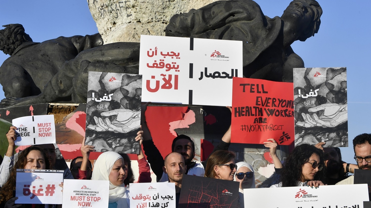 Lbnan'da ''Snr Tanmayan Doktorlar'' Gazze eridi iin dayanma gsteri yapt